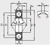 Four point contact ball bearing N2 drawing